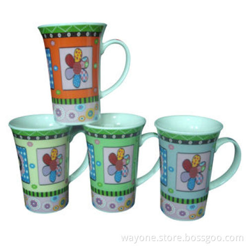 12oz Porcelain Mug in Cartoon Design, Available in Four Colors, Measures Ø8.8 x 12.5cm